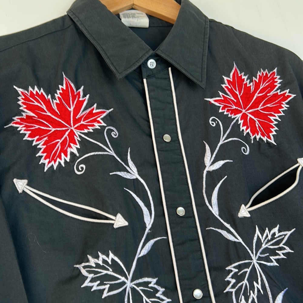 Vintage 70s 80s Jean Rive Western Wear Embroidered Long Sleeve Shirt